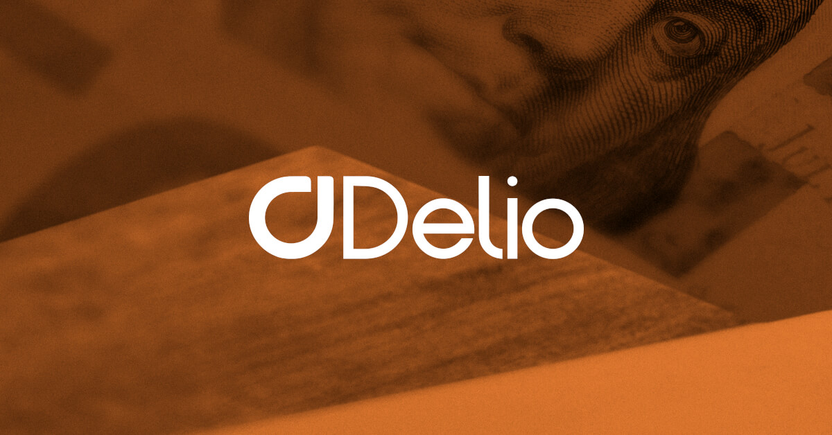 The logo for odelo is on top of a stack of money.