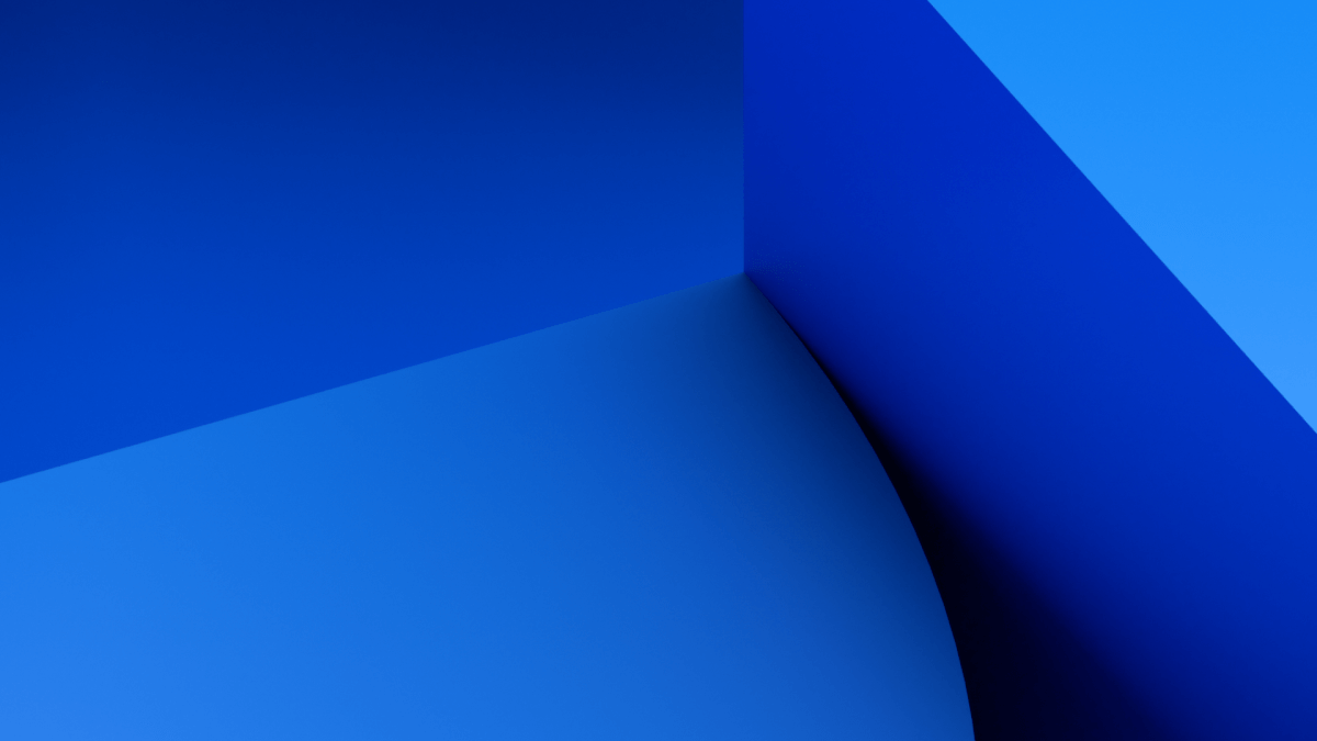 A curved shape on a blue background.