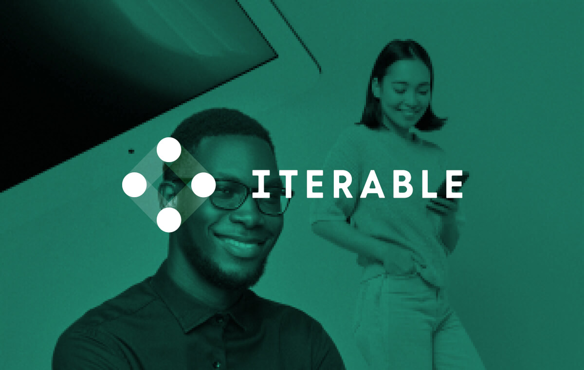 The logo for iterable on a green background.