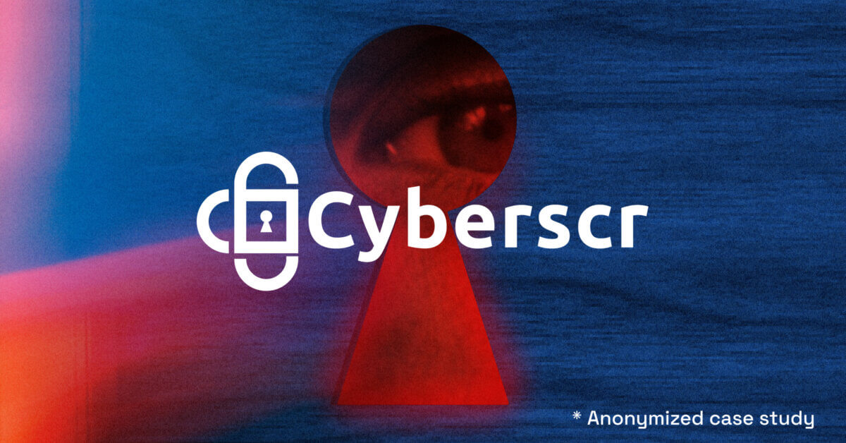 Cybersecurity logo on a blue background.