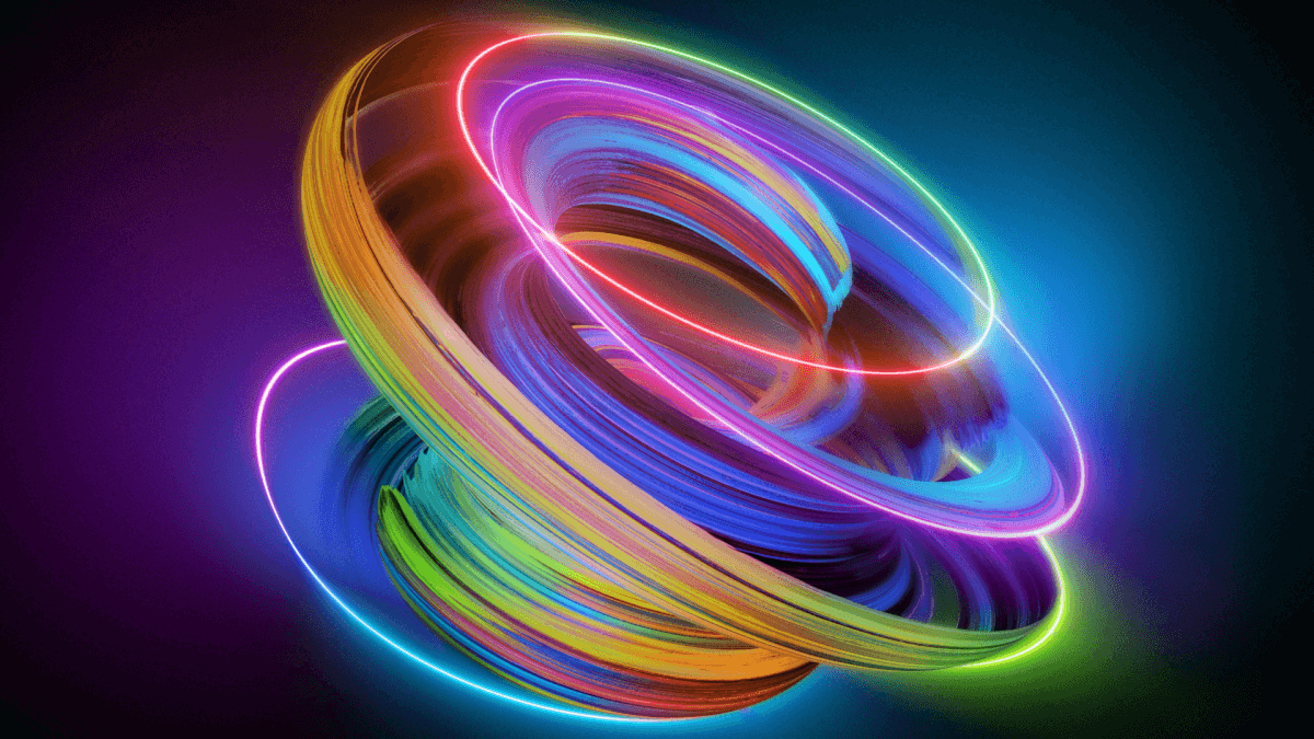 An abstract image of a colorful ring on a black background with cloud optimization.