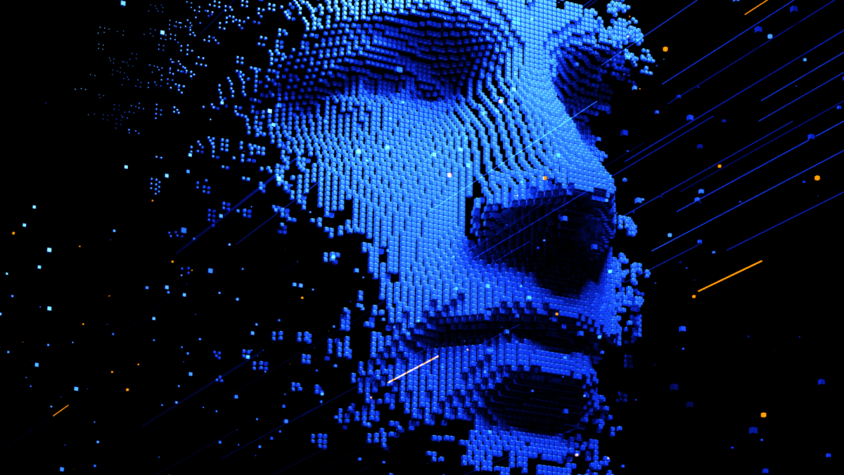 A pixelated image of a man's face.