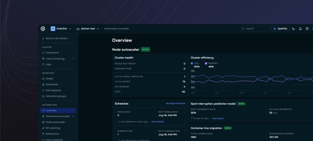 Cast AI console dark mode activated overview